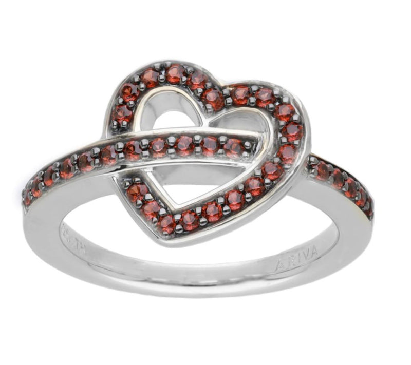 Ariva Sterling Silver Garnet Open-Heart Ring — Main view