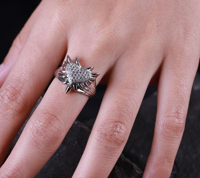 Margo Manhattan Sterling White Topaz Heart Spike Ring — View 5