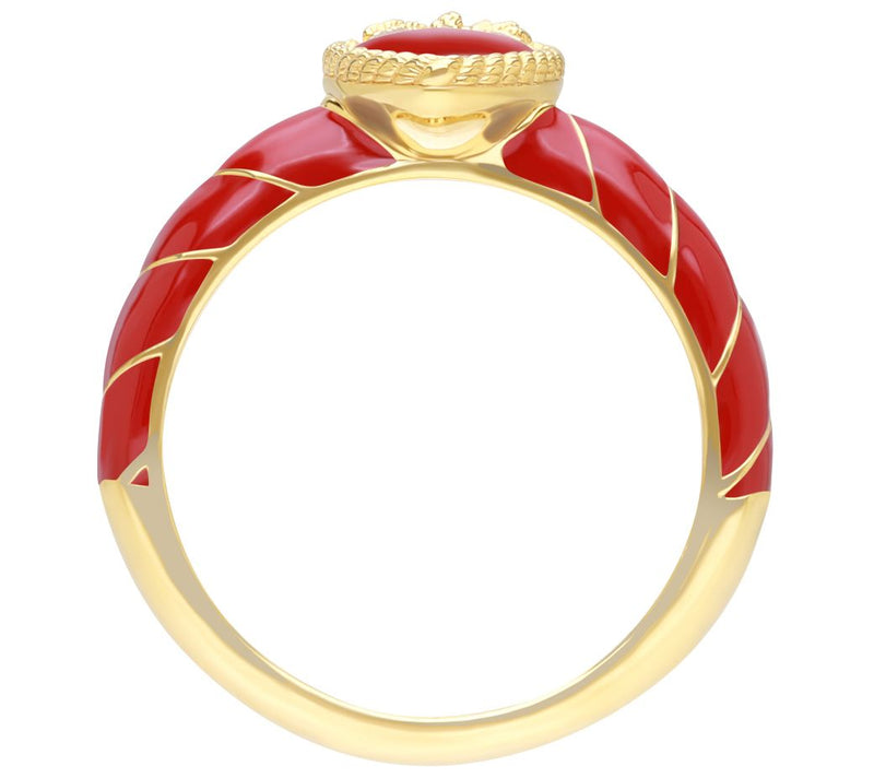 Goddaughters Enamel Love Knot Heart Ring,14k Gold Clad — View 2