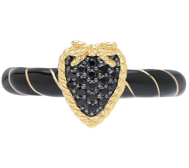 Goddaughters Black Spinel Love Knot Heart Ring,14k Clad — Main view