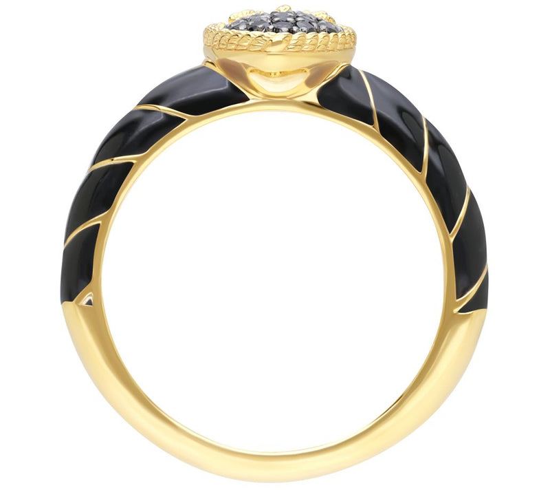 Goddaughters Black Spinel Love Knot Heart Ring,14k Clad — View 2