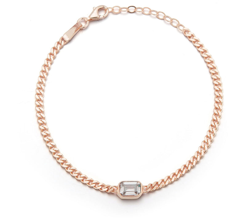 Sterlina Silver Simulated Diamond Bracelet, 14KRose Plated — View 6