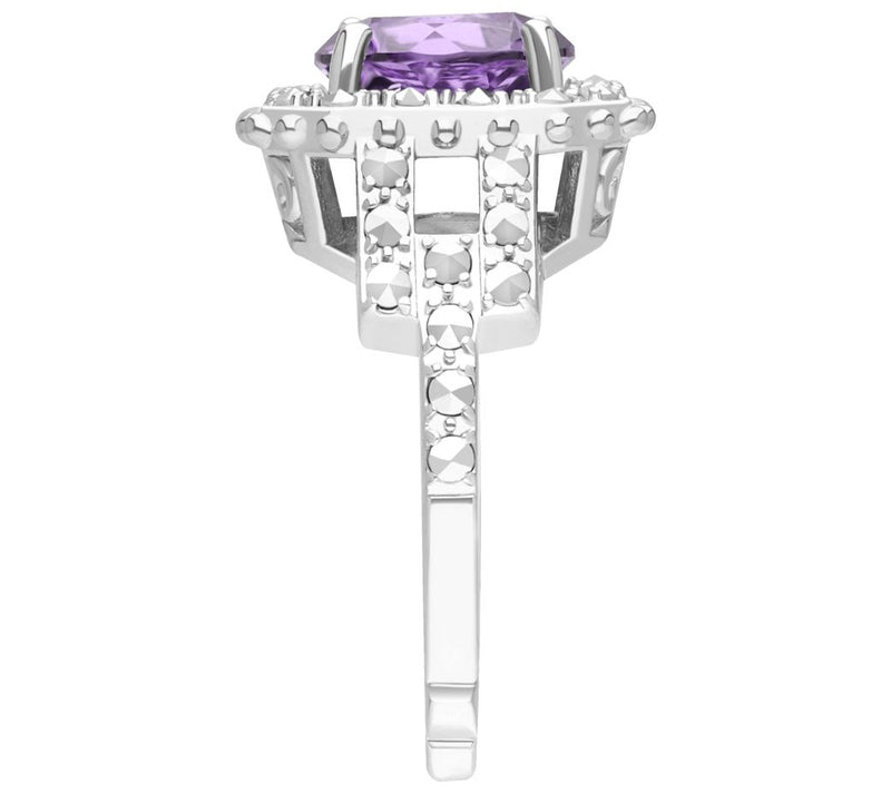 Dallas Prince Sterling Silver Chrome Marcasitemethyst Ring — View 3