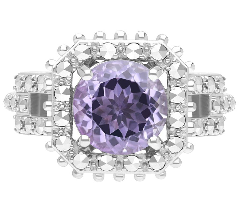 Dallas Prince Sterling Silver Chrome Marcasitemethyst Ring — Main view