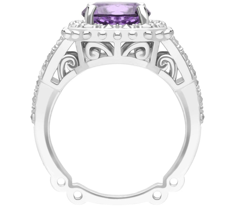 Dallas Prince Sterling Silver Chrome Marcasitemethyst Ring — View 2