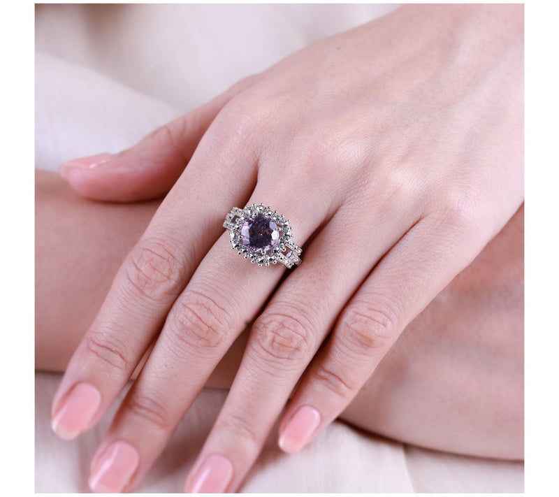 Dallas Prince Sterling Silver Chrome Marcasitemethyst Ring — View 4