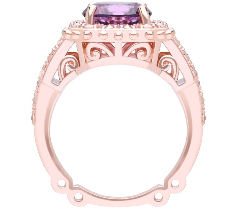 Dallas Prince 14K Rose Gold Clad Marcasite & Am ethyst Ring — View 2