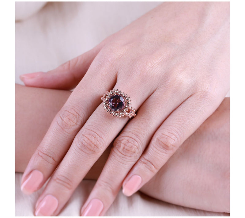 Dallas Prince 14K Rose Gold Clad Marcasite & Am ethyst Ring — View 4