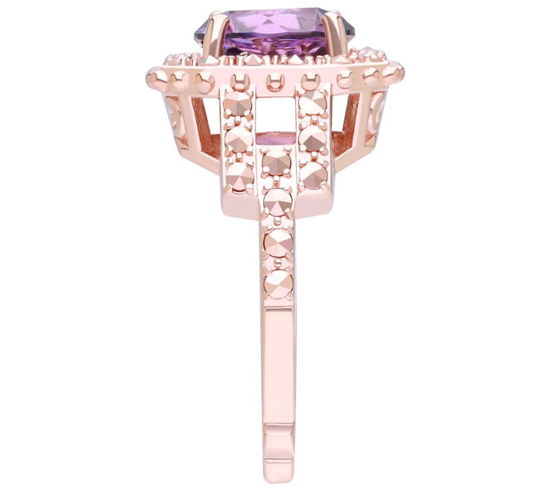 Dallas Prince 14K Rose Gold Clad Marcasite & Am ethyst Ring — View 3
