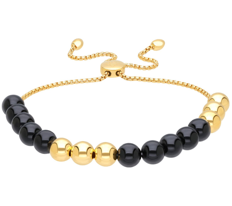 Elyse Ryan 14K Gold Clad & Onyx Adjustable Bead  Bracelet — Main view