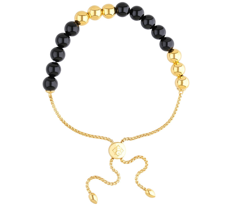 Elyse Ryan 14K Gold Clad & Onyx Adjustable Bead  Bracelet — View 5