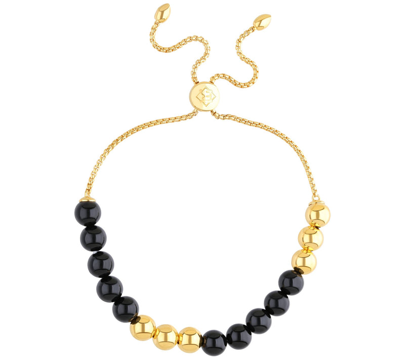 Elyse Ryan 14K Gold Clad & Onyx Adjustable Bead  Bracelet — View 4
