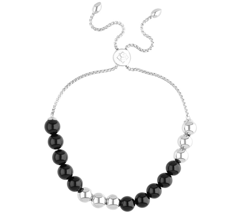 Elyse Ryan Sterling Silver & Onyx Adjustable Be ad Bracelet — View 4