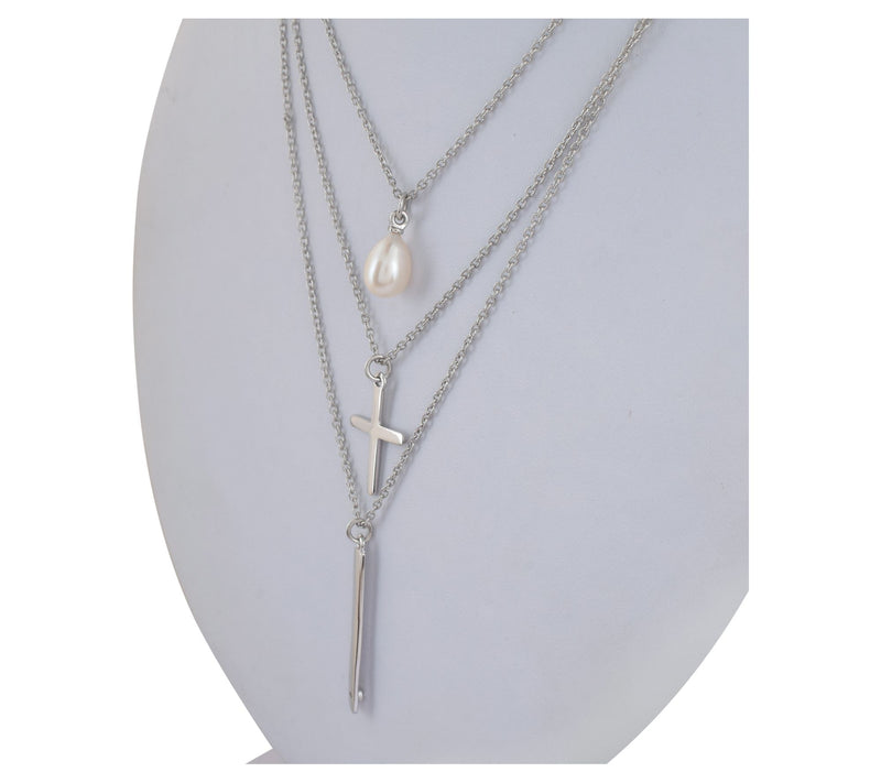 Affinity Gems Cultured Pearl & White Topaz Necklace, Sterling — View 5
