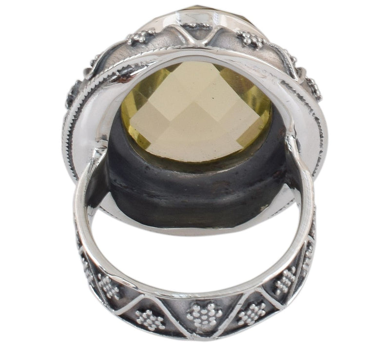 Artisan Crafted Sterling Silver Lemon Quartz Oxidized Ring — View 5