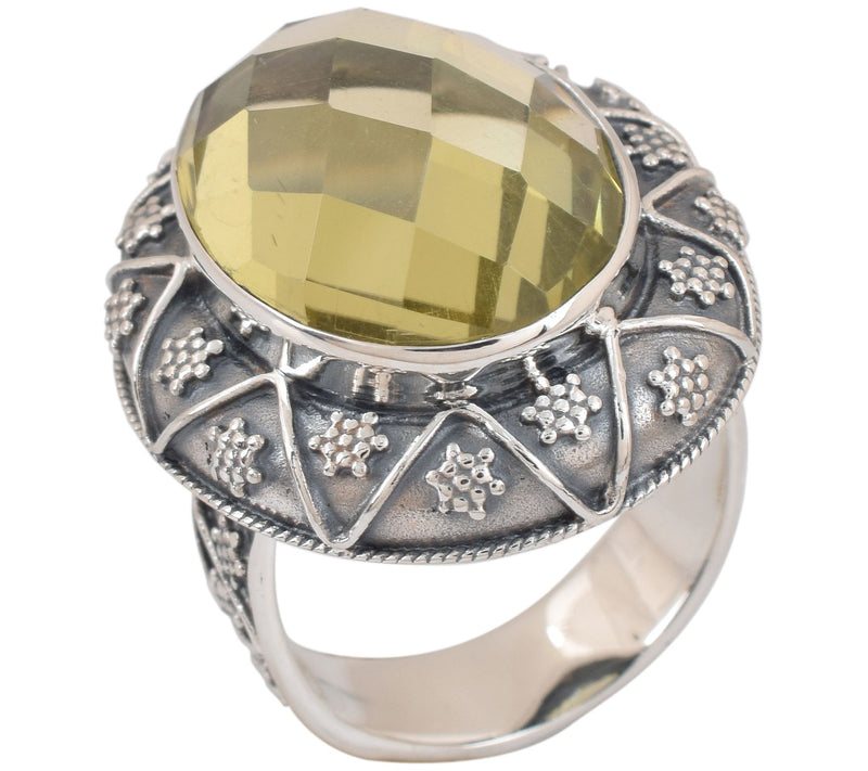 Artisan Crafted Sterling Silver Lemon Quartz Oxidized Ring — View 3