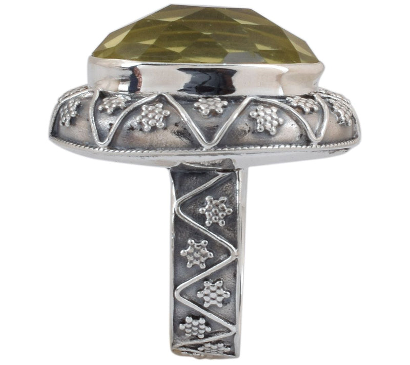 Artisan Crafted Sterling Silver Lemon Quartz Oxidized Ring — View 7