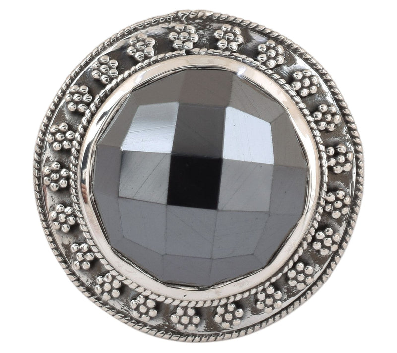 Artisan Crafted Hematite Round Oxidized Ring, Sterling — View 4
