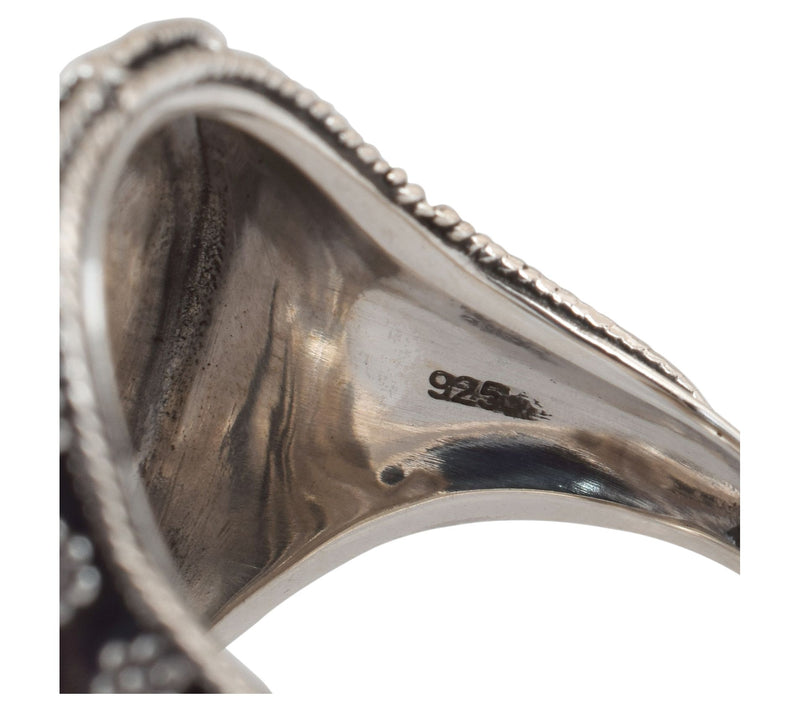 Artisan Crafted Hematite Round Oxidized Ring, Sterling — View 6