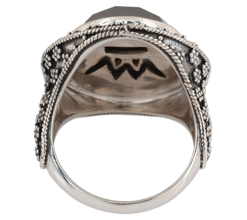 Artisan Crafted Hematite Round Oxidized Ring, Sterling — View 5