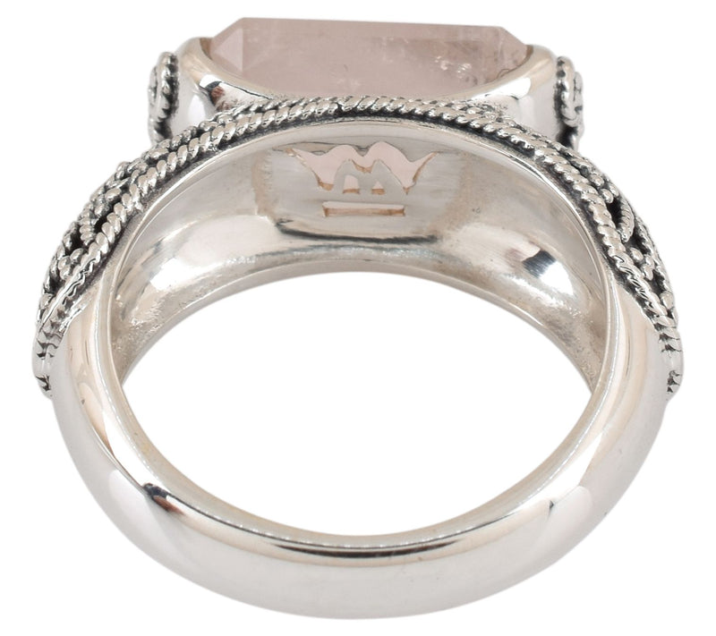 Artisan Crafted Sterling Silver Rose Quartz Oxidized Ring — View 4