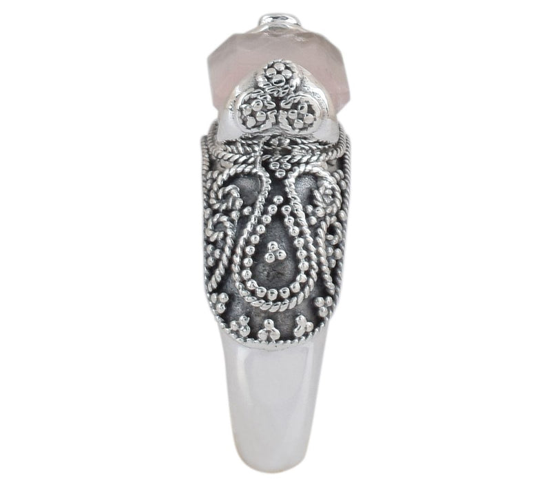 Artisan Crafted Sterling Silver Rose Quartz Oxidized Ring — View 7