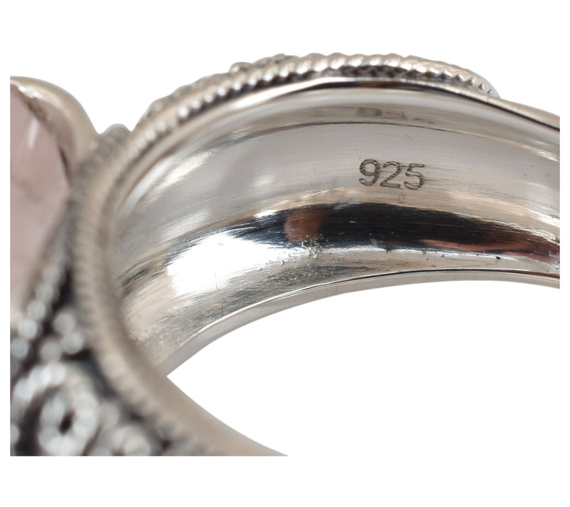 Artisan Crafted Sterling Silver Rose Quartz Oxidized Ring — View 5
