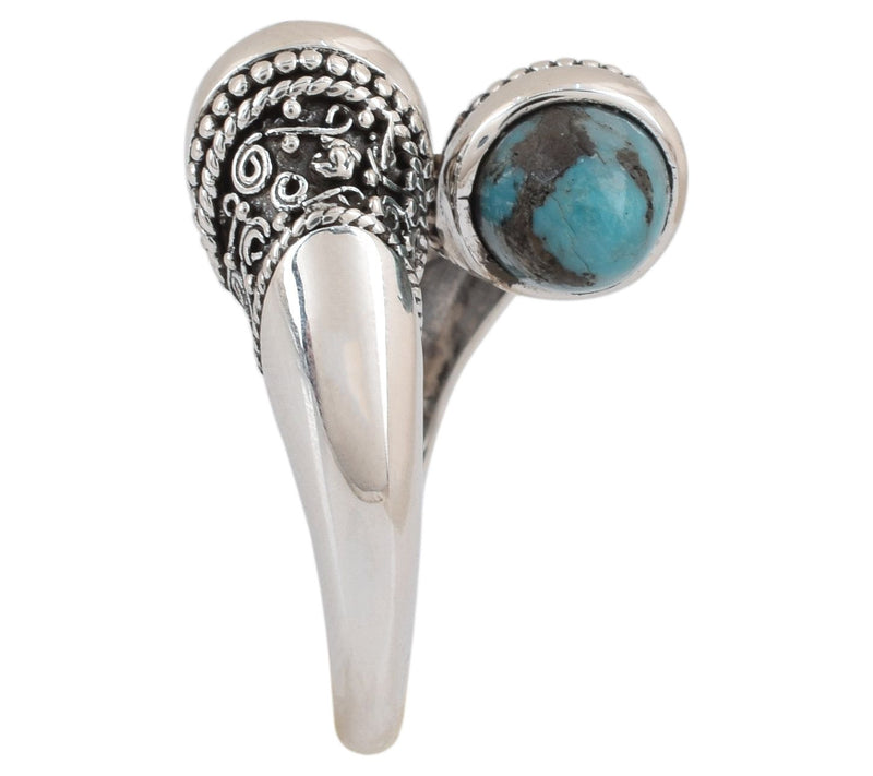 Artisan Crafted Sterling Turquoise East West Oxidized Ring — View 6