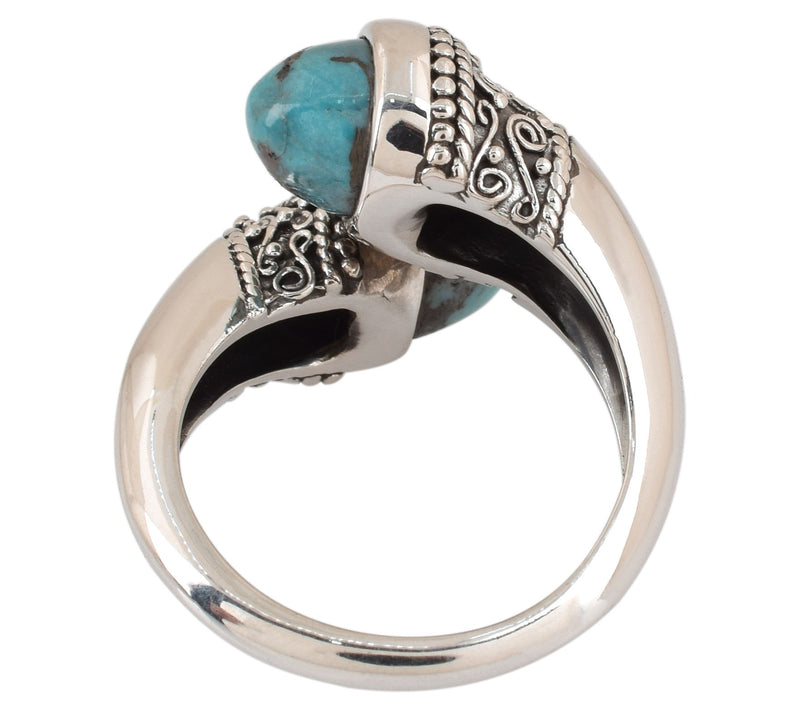 Artisan Crafted Sterling Turquoise East West Oxidized Ring — View 5