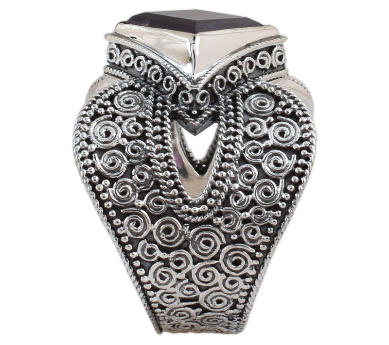 Artisan Crafted Sterling Silver Amethyst Oxidized Ring — View 7