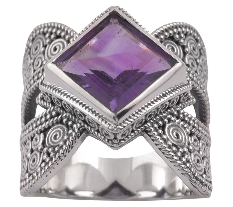 Artisan Crafted Sterling Silver Amethyst Oxidized Ring — View 8