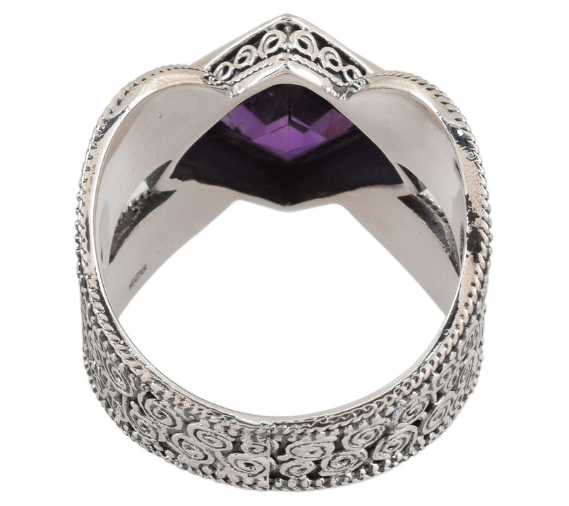 Artisan Crafted Sterling Silver Amethyst Oxidized Ring — View 5