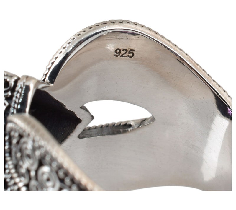 Artisan Crafted Sterling Silver Amethyst Oxidized Ring — View 6