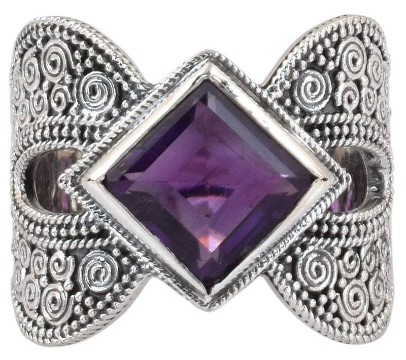 Artisan Crafted Sterling Silver Amethyst Oxidized Ring — View 4