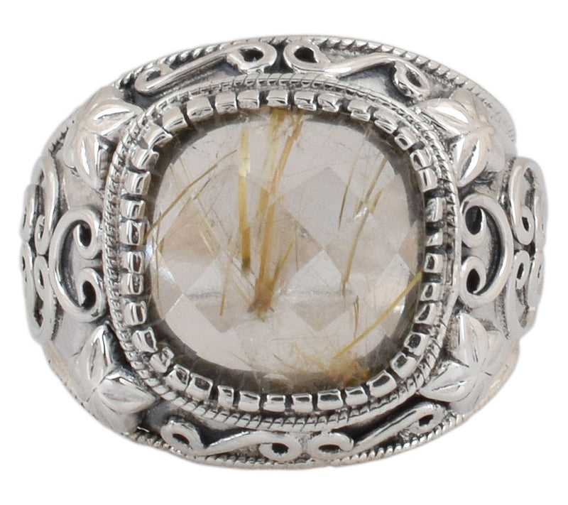 Artisan Crafted Sterling Golden Rutile Quartz Oxidized Ring — View 4
