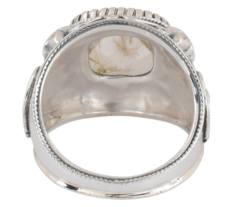 Artisan Crafted Sterling Golden Rutile Quartz Oxidized Ring — View 5