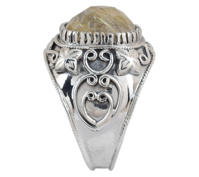 Artisan Crafted Sterling Golden Rutile Quartz Oxidized Ring — View 6