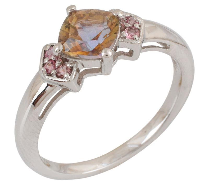 Affinity Gems Yellow Quartz & Pink Tourmaline Ring, Sterling — View 3