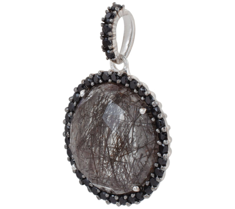 Affinity Gems Spinel & Black Rutile Quartz Pendant, Sterling — View 4
