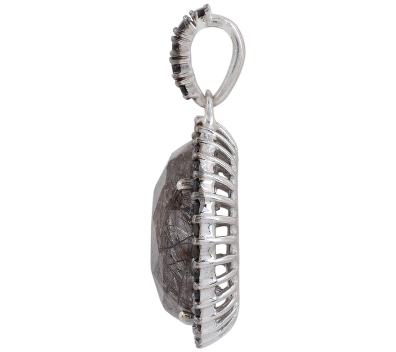 Affinity Gems Spinel & Black Rutile Quartz Pendant, Sterling — View 5