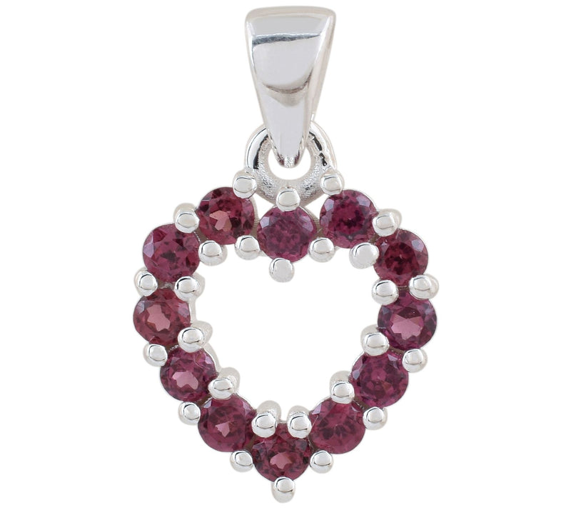 Affinity Gems Rhodolite Heart Pendant, Sterling Silver — Main view