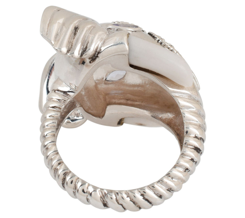 Artisan Crafted Sterling Silver Multi-GemstoneElephant Ring — View 7