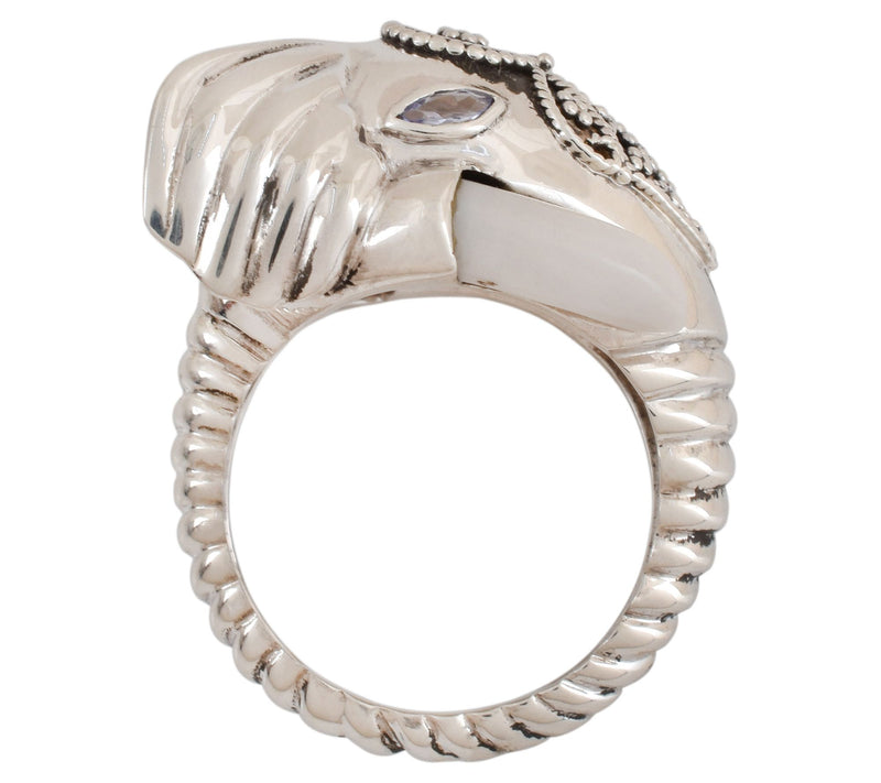 Artisan Crafted Sterling Silver Multi-GemstoneElephant Ring — View 8