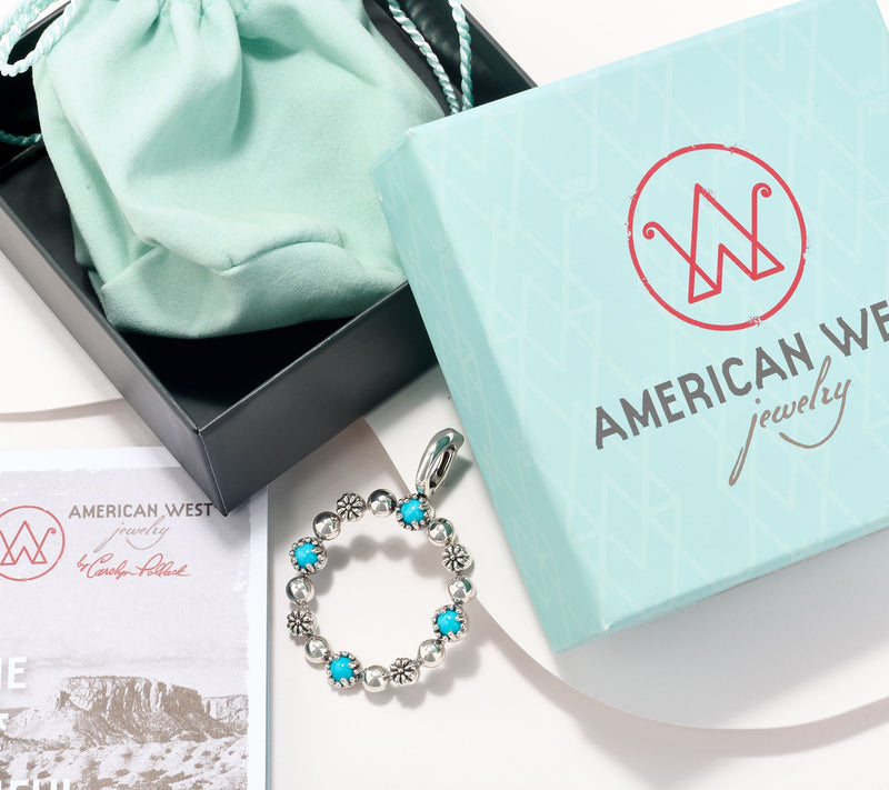 American West Sterling Silver Sleeping Beauty Turquoise Circle Enhancer — View 2