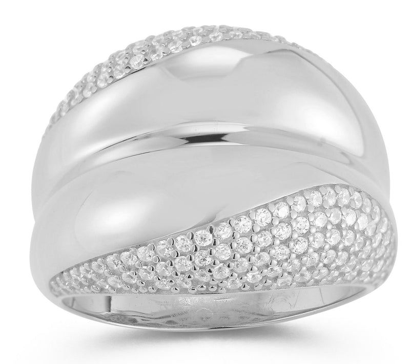 Sterlina Silver CZ Bold Concave Dome Ring, Sterling — View 8