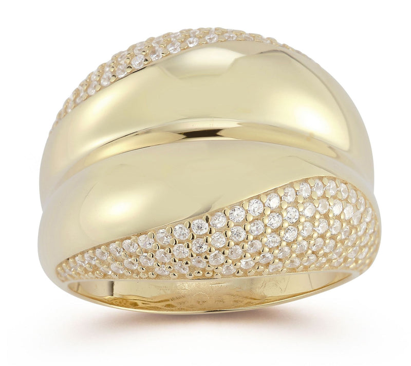 Sterlina Silver CZ Bold Concave Dome Ring, Sterling — View 9