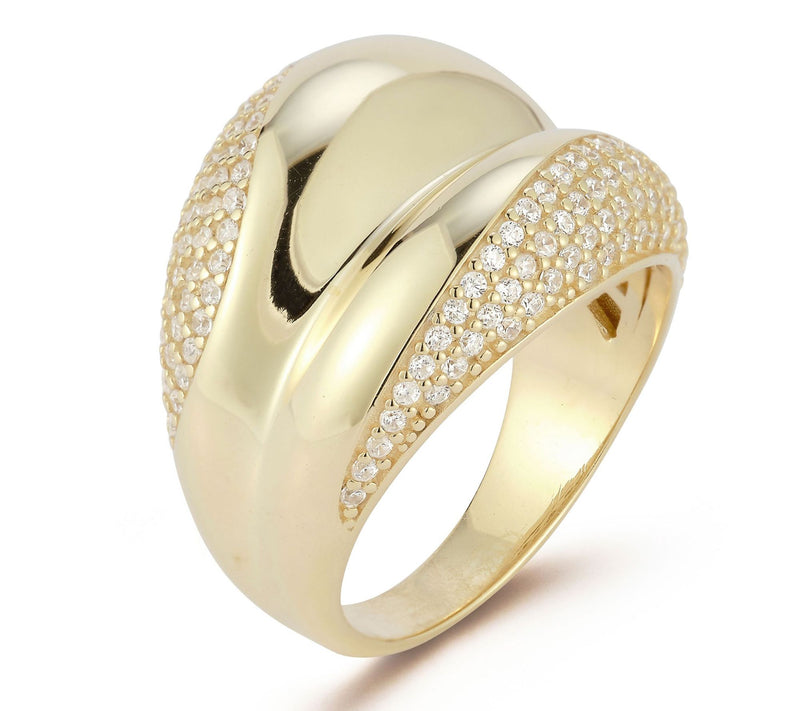 Sterlina Silver CZ Bold Concave Dome Ring, Sterling — View 3