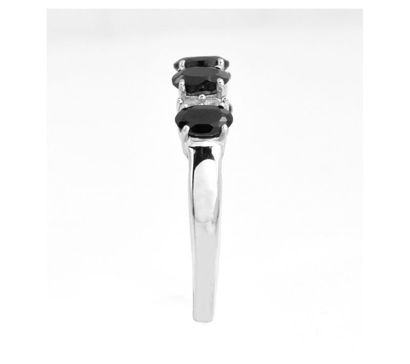 Affinity Gems Black Spinel & White Topaz Band Ring, Sterling — View 7