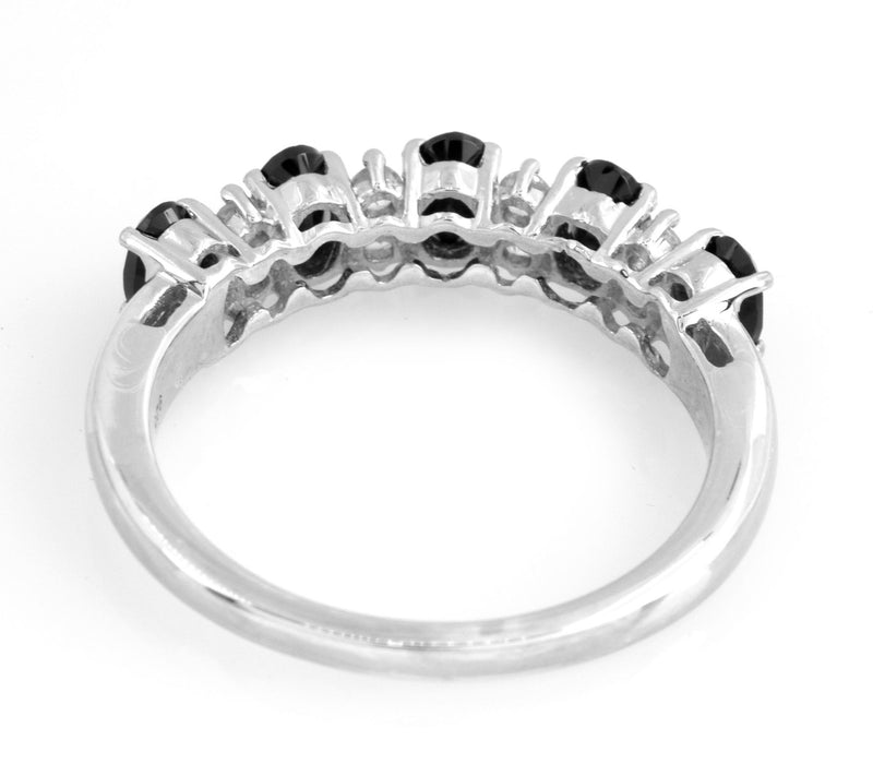 Affinity Gems Black Spinel & White Topaz Band Ring, Sterling — View 5