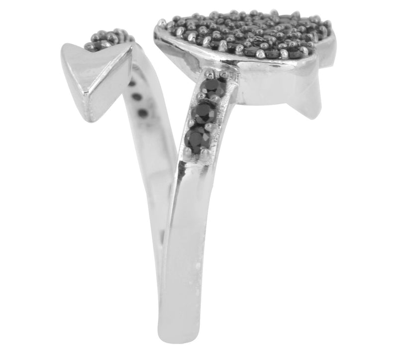 Affinity Gems Black Spinel Heart & Arrow Wrap Ring, Sterling — View 7
